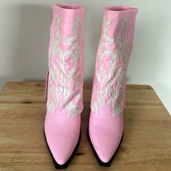 New Azalea Wang ESPERANZA COWBOY BOOTS LIGHT PINK - Picture 6 of 11